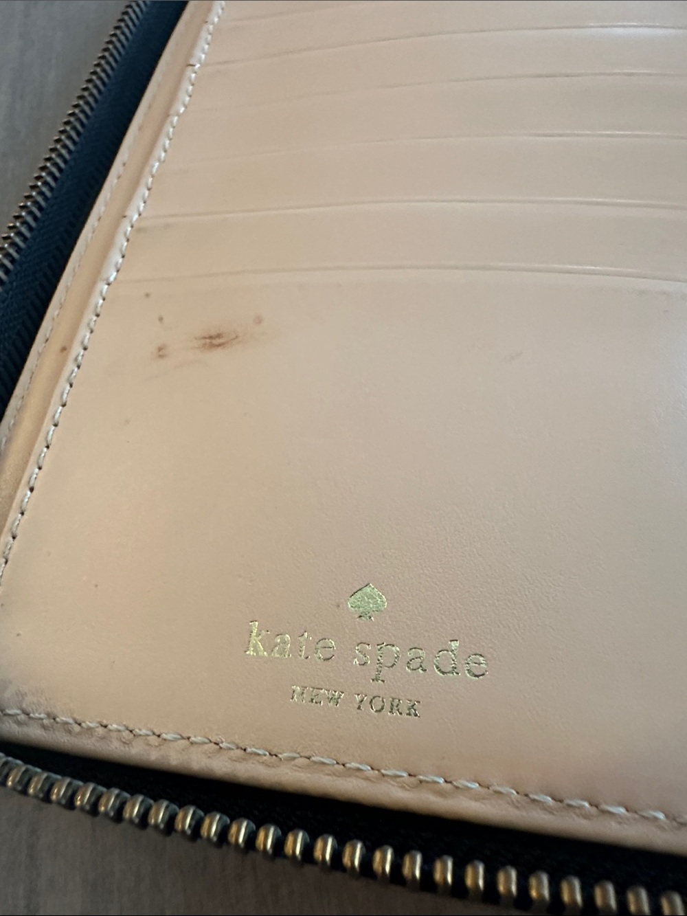 kate spade Black Pebbled Leather Zip Wallet with Gold Logo - Picture 5 of 9